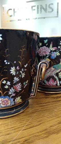Lot 3 - A pair of Jackfield glaze jardinieres