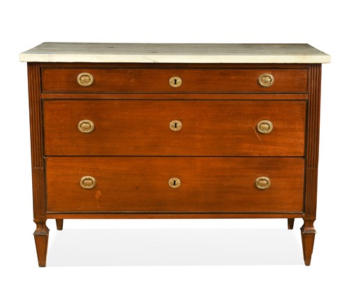 Lot 495 - An Empire mahogany commode with marble top, 19th century