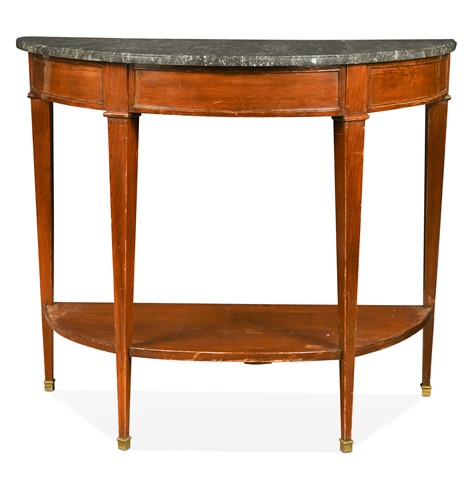 Lot 474 - A Neoclassical marble top demi-lune console table
