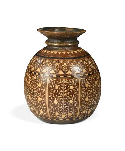 Lot 55 - An ovoid Hoshiarpur vase, late 19th century