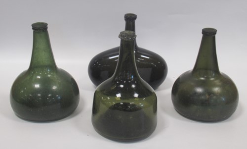 Lot 9 - A  group of 18th century bottles, onion shaped...