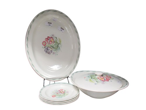 Lot 74 - A Susie Cooper part dinner service in Parrot...
