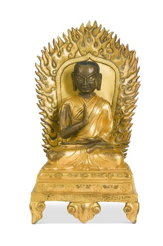 Lot 62 - A Tibetan gilt bronze and copper alloy seated monk, 18th or 19th century