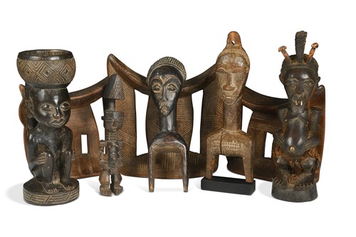 Lot 78 - A Kuba (DRC), carved wood anthropomorphic cup