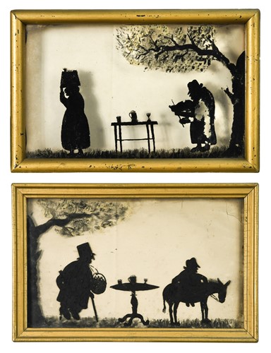 Lot 448 - Two similar framed silhouette pictures, 19th century