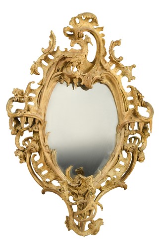 Lot 476 - A carved giltwood and gesso girandole mirror, late 18th century