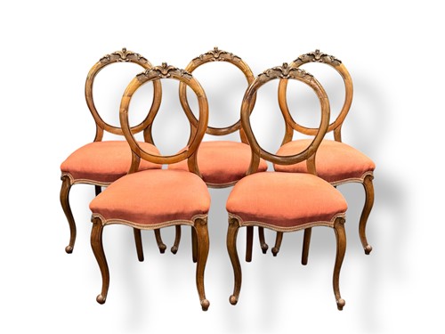 Lot 477 - A set of five Victorian balloon back dining...