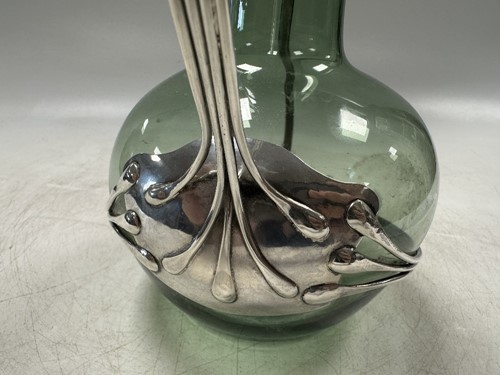 Lot 250 - Charles Robert Ashbee (1863-1942) for the Guild of Handicraft, a rare silver and glass wine decanter
