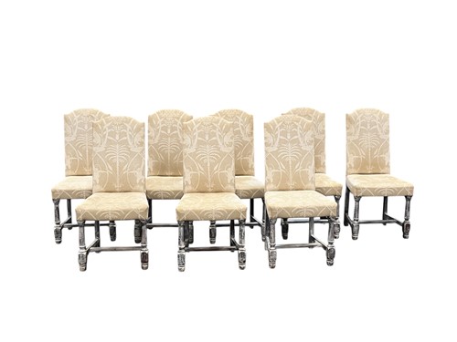 Lot 426 - A set of eight, modern, grey painted high back...
