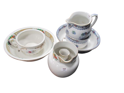 Lot 111 - Group of jugs and washbowls with floral...