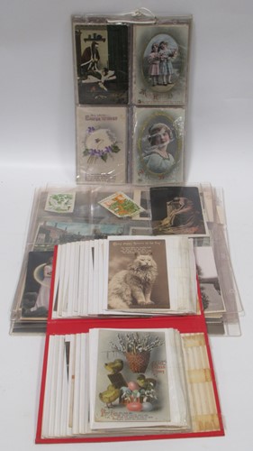 Lot 138 - Old postcards and greetings cards, a...