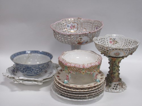 Lot 104 - A 19th century Continental pierced porcelain...