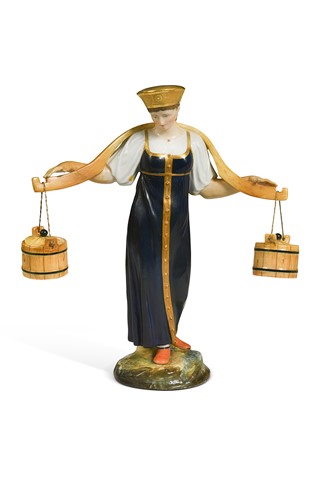 Lot 680 - A Russian porcelain Gardner figure of a water carrier (Vodonoska), circa 1820