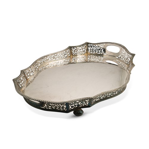 Lot 453 - A George V silver gallery tray