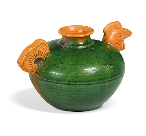Lot 15 - A large Chinese sancai-glazed water dropper, late Ming dynasty, 17th century