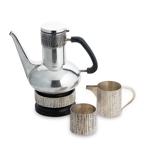 Lot 285 - Brian Asquith (1930-2008), a composed three-piece silver coffee service