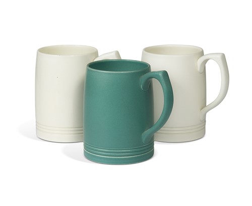 Lot 80 - Keith Murray for Wedgwood, three pottery tankards