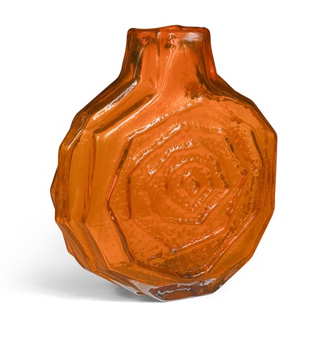 Lot 32 - Geoffrey Baxter for Whitefriars, a large tangerine glass ‘Banjo’ vase