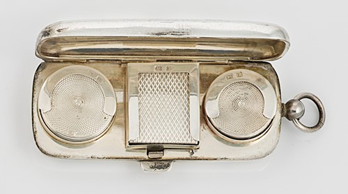 Lot 291 - An early 20th century silver coin and stamp case