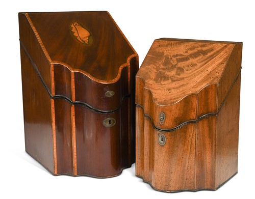 Lot 467 - Two George III mahogany knife boxes