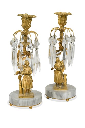 Lot 501 - A pair of Renaissance-style lustre candlesticks, 19th century