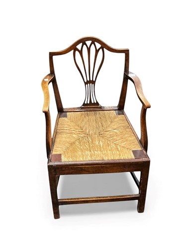 Lot 760 - A George III mahogany open arm dining chair...