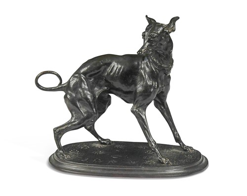 Lot 474 - After Pierre-Jules Mêne (1810-1879), a patinated cast iron model of an Italian Greyhound, 19th century