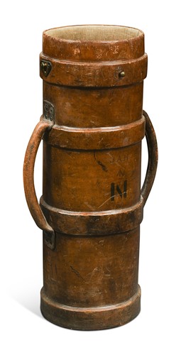 Lot 448 - A leather ammunitions carrier or umbrella stand, 20th century
