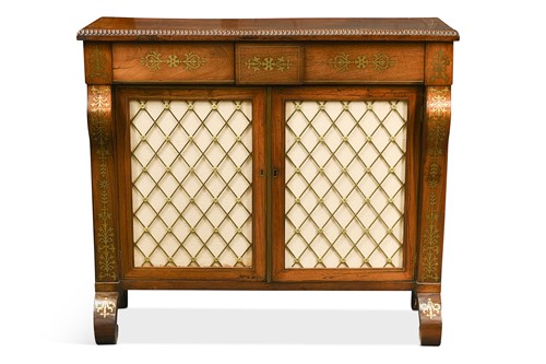 Lot 465 - A Regency rosewood chiffonier or two door cabinet.