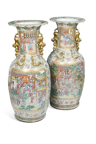 Lot 25 - A large pair of Chinese Cantonese vases, Qing Dynasty, circa 1860