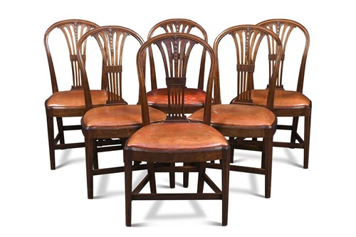 Lot 417 - A set of six Hepplewhite mahogany dining chairs, late 18th century