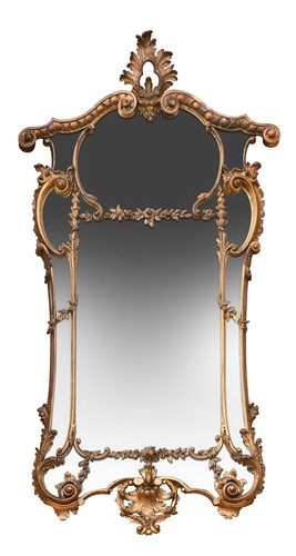 Lot 495 - A giltwood scroll frame wall mirror, mid 19th century