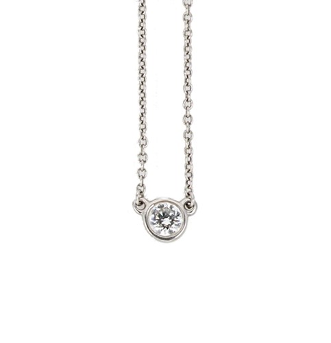 Lot 110 - Elsa Peretti for Tiffany & Co. - A platinum 'Diamonds by the Yard' single stone pendant