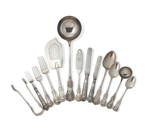 Lot 384 - Glasgow - A 103-piece set of Victorian silver flatware with 33 additions