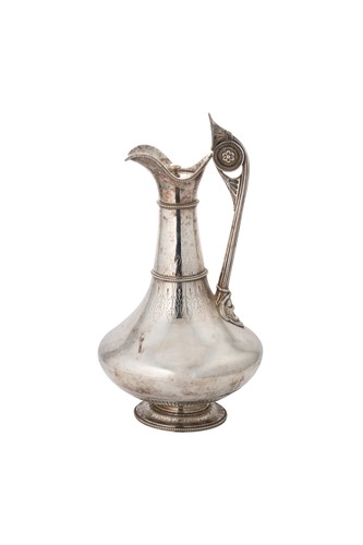 Lot 321 - A Victorian silver lidded wine ewer