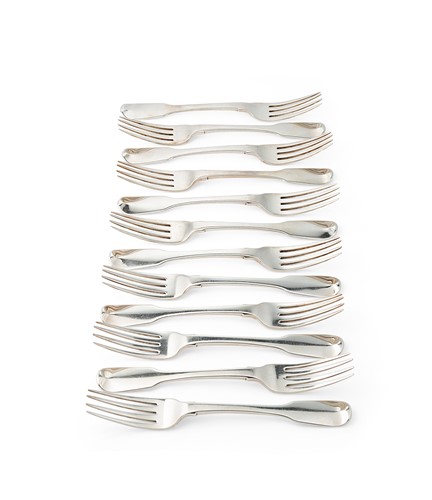 Lot 380 - York - A set of 12 George IV silver table forks