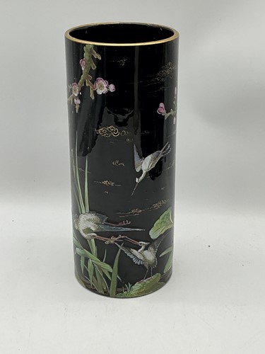 Lot 41 - A Jackfield type cylindrical vase, 20th...