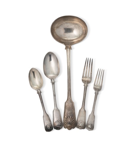 Lot 317 - A 16-piece set of Victorian silver flatware with 6 additions.