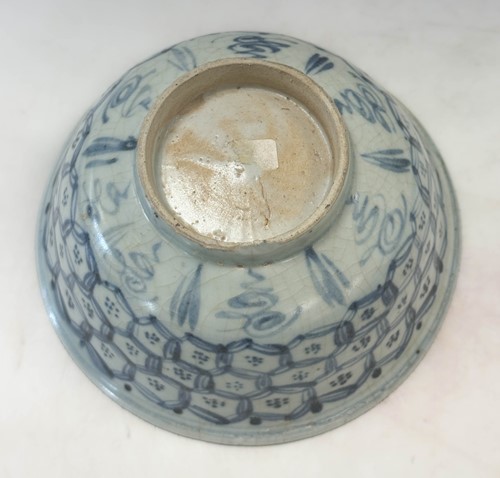 Lot 1 - A Group of six Zangzhou "Swatow", Annamese and Sawankholok blue and white and polychrome jars and two bowls,16th -18th century