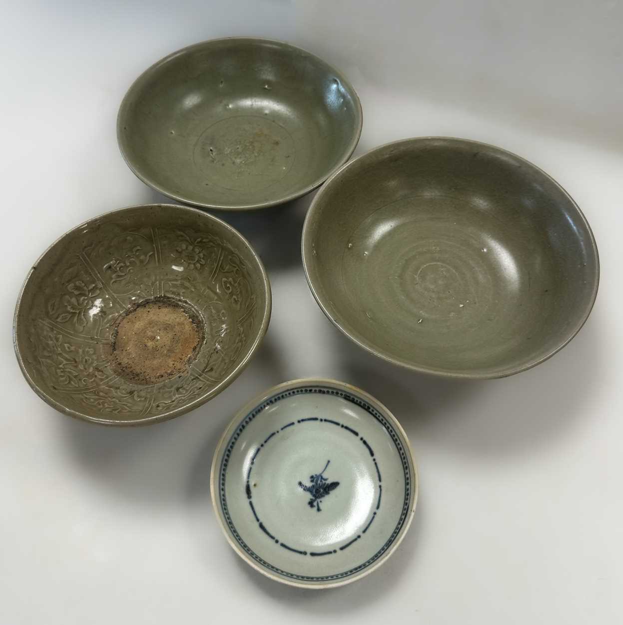 Lot 2 - Two Chinese Longquan celadon bowls, Ming Dynasty