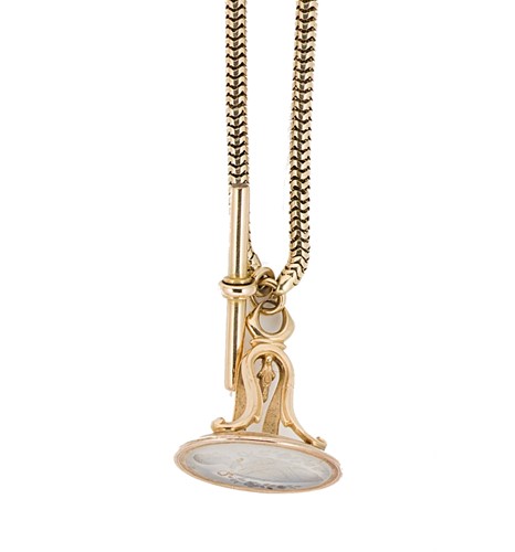 Lot 154 - A watch chain with attached fob seal