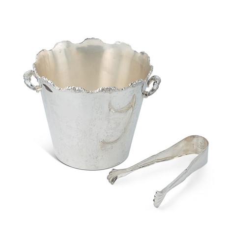 Lot 265 - A Peruvian metalwares silver ice bucket and ice tongs