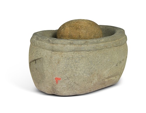 Lot 371 - A Welsh or North Country Scottish bowl and grinder, possibly Iron Age