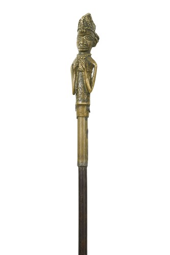 Lot 695 - An African Benin or Yoruba Staff, 19th century