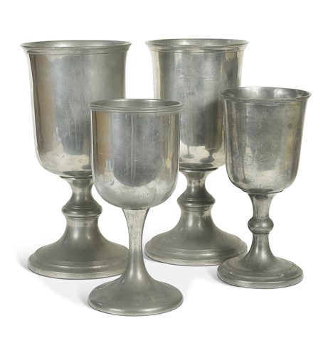 Lot 352 - A group of four pewter chalices, 19th century