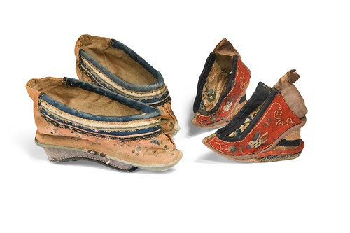 Lot 49 - A pair of Chinese silk "lotus" shoes, Qing Dynasty, circa 1870