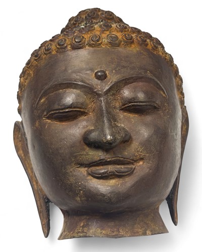 Lot 58 - A bronze Buddha head, South East Asia, 20th century