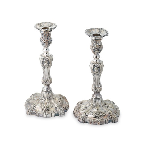 Lot 258 - A pair of 20th century silver plated candlesticks