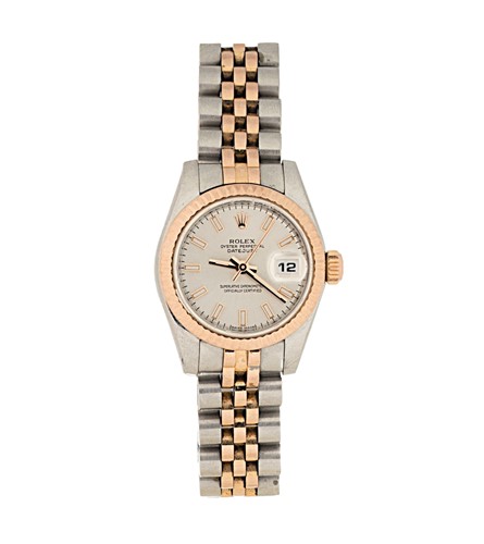 Lot 186 - Rolex - A steel and rose gold 'Oyster Perpetual Datejust 26' wristwatch
