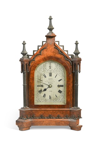 Lot 627 - A Victorian walnut mantel clock by Dent, London